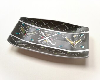 Mid-century Denby Cloisonne stoneware dish by  Glyn and Albert Colledge.