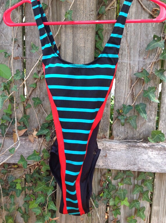 Vintage Catalina Striped Swimsuit - Catalina Teal