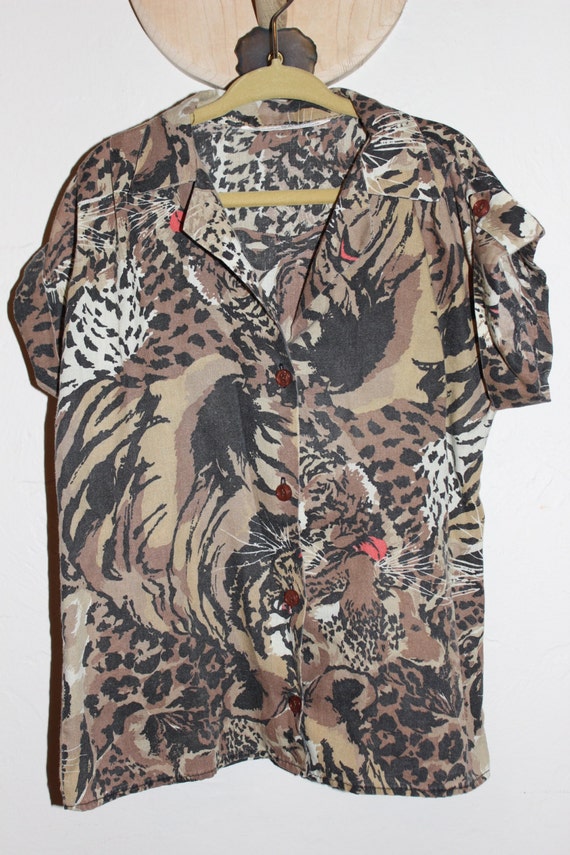 Items similar to vintage kids cheetah tiger shirt kids tiger button up ...