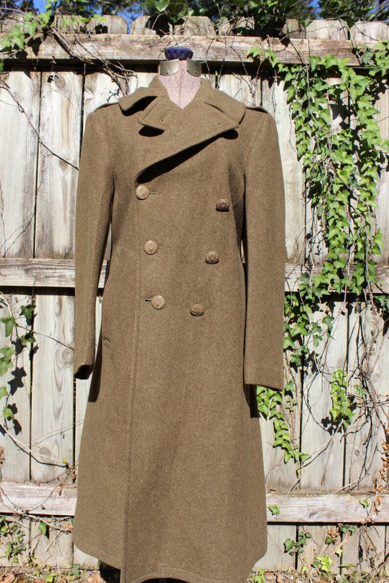 Vintage WWII military wool coat/wool military peacoat/long Etsy