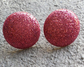Round Glitter Post Style Earring