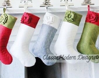 Christmas Stockings Personalized - Family Christmas Stockings with Embroidered Name tags - Elegant Christmas Stockings