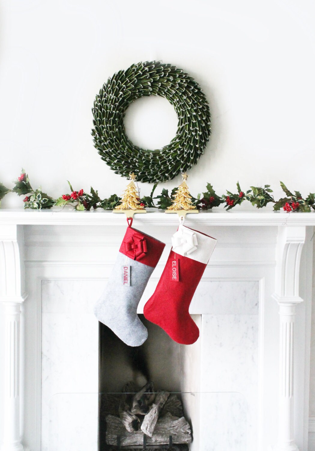 SET of 2 PERSONALIZED Wool Felt Christmas Stockings Unique Etsy
