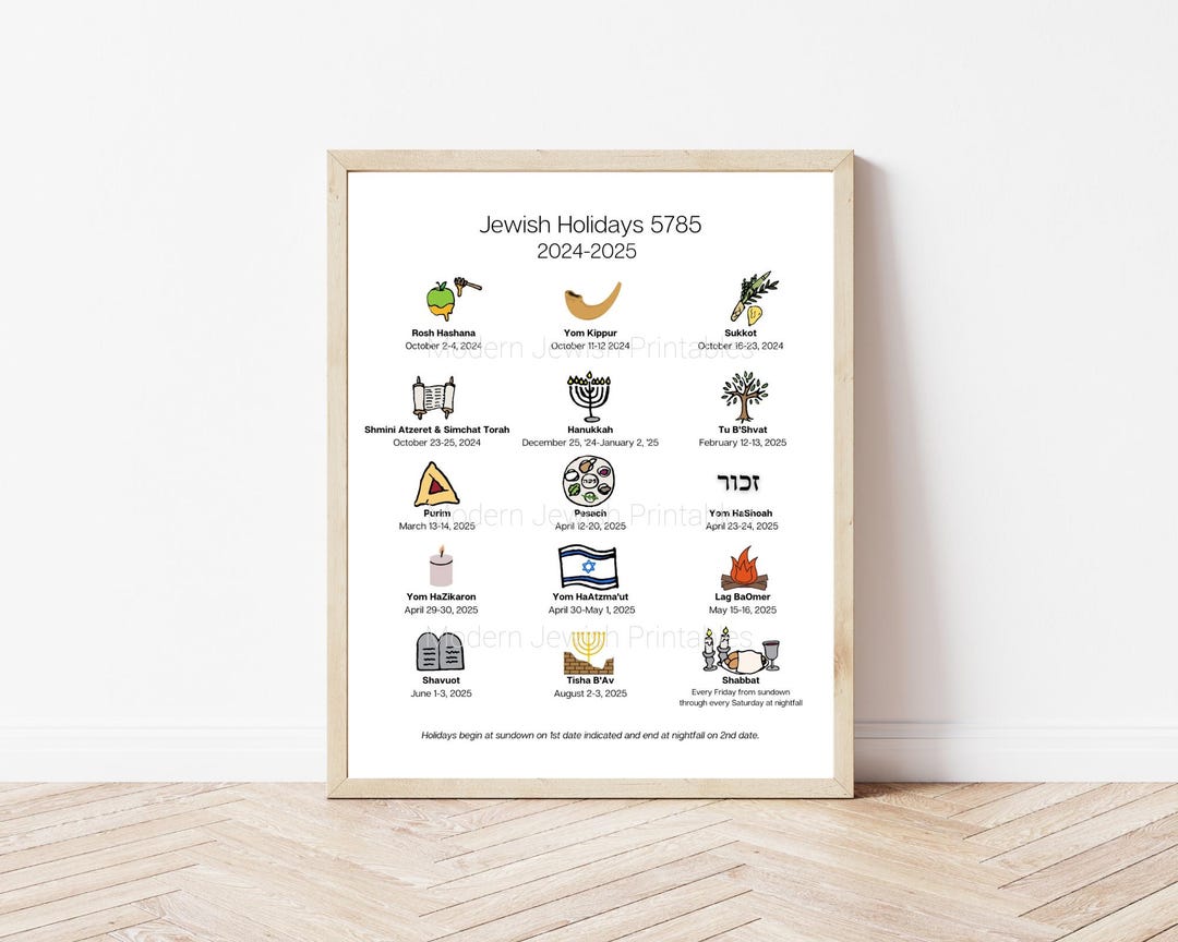 Jewish Holiday Calendar Printable for 5785 2024/2025 - Etsy jewish-holiday-calendar-printable-for-5785-2024-2025-etsy