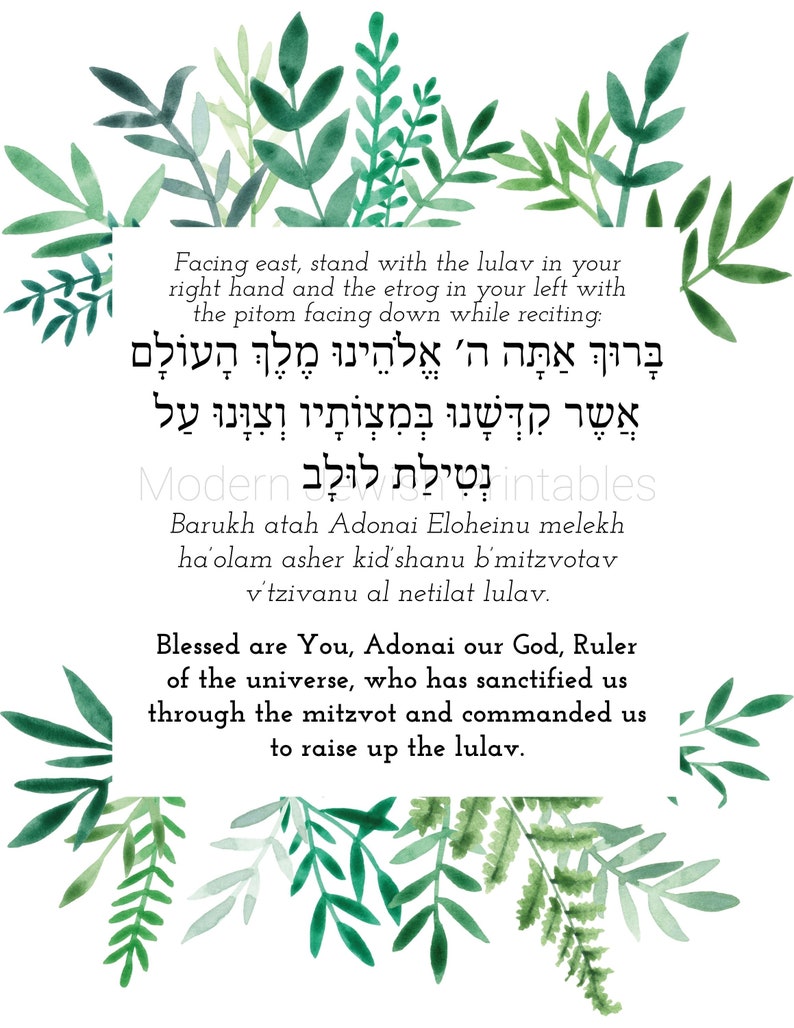 Sukkot Blessings Frames of Greenery Printable Art for Sukkah Etsy Denmark