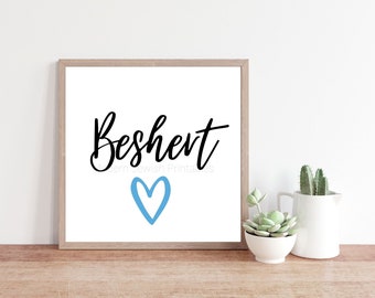 Beshert "soulmate" printable art for wedding or couples with heart
