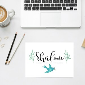 Greeting Card Set with Shalom and dove & olive branch design