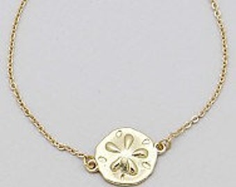 Delicate, Beach Themed Sand Dollar Charm Bracelet in Gold or Silver Tones