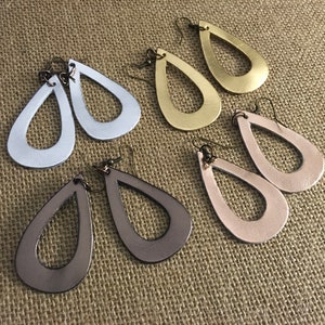 Metallic Leather, Dangle, Teardrop Earrings in Shimmering Color Choices