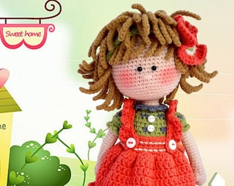 Crochet pattern Amigurumi doll PDF for toy making Mary, the Little Fashionista