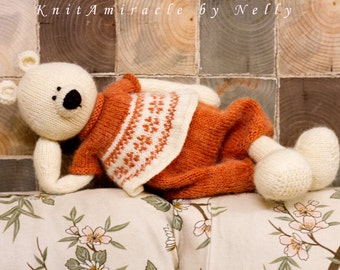 Patrón de tejido de juguete Patrón de oso de peluche de punto Patrón de animales de punto para niños Juguete de peluche suave que hace a Amanda bear the Northern Princess