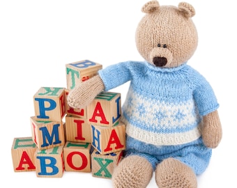 Patrón de punto de oso de juguete Patrón de punto juguete Patrón de animales de punto Patrón de punto oso de peluche DIY juguete de punto Alex el Oso Dulce