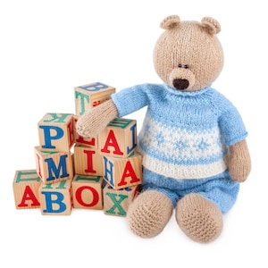 Strickmuster Spielzeugbär Strickmuster Spielzeug Gestricktes Tiermuster Strickmuster Teddybär DIY gestricktes Spielzeug Alex der Naschkatzenbär