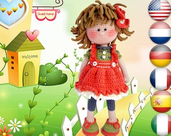 Patrón PDF de muñeca amigurumi de ganchillo para la confección de juguetes: Mary, la pequeña fashionista.