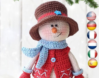 Crochet pattern Amigurumi Snowman with Christmas tree DIY Christmas toy decor Kevin the Snowman