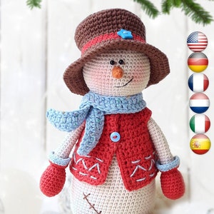 Crochet pattern Amigurumi Snowman with Christmas tree DIY Christmas toy decor Kevin the Snowman image 1