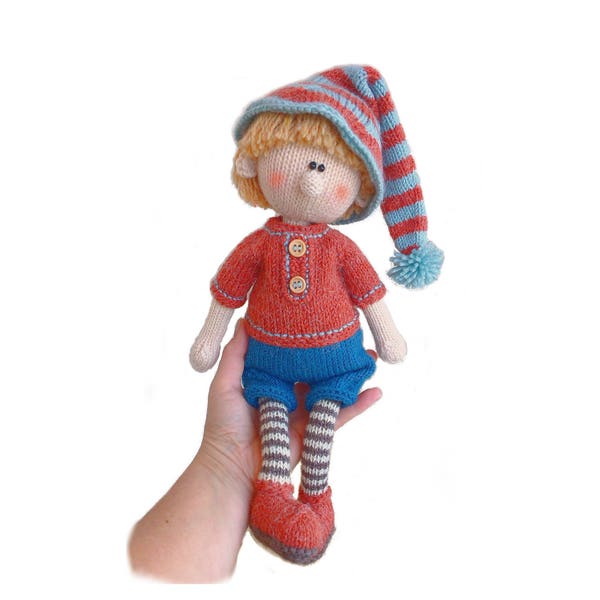 Toy Elf knitting  pattern Knitted Doll Boy Pattern PDF Knitted Elf pattern Doll making Knitting for children Martin the House Elf