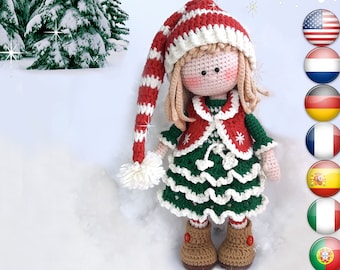 Amigurumi doll pattern  /  Jovie,  the Christmas Elf