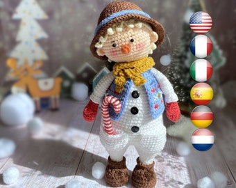 Christmas crochet pattern amigurumi doll Ethan the Snowman - Christmas Ball Series/ Christmas crochet doll Snowman