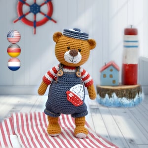 Amigurumi crochet pattern Eric, The Lifeguard Bear
