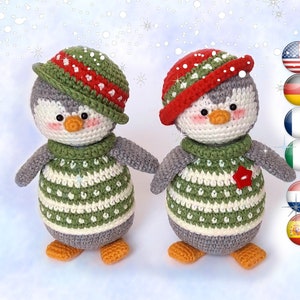 Crochet pattern amigurumi Christmas  decorations ornament Perry, the penguin with Christmas tree