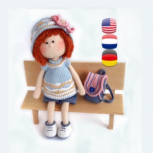Crochet doll pattern Amigurumi crochet toy pattern PDF Crochet girl doll DIY Amigurumi doll making Gift for girl Sophie the Travel Blogger