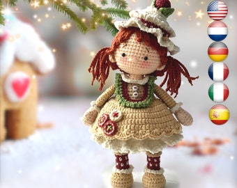 Amigurumi Christmas crochet doll pattern -Tastee the Gingerbread Girl - Christmas Ball Series