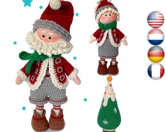 Christmas crochet amigurumi dolls pattern Gnome / Elf  Mr. & Mrs. Santa Claus and Their Family Christmas Tree