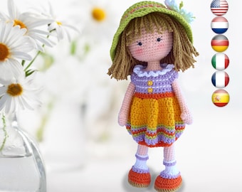 Crochet Amigurumi doll pattern PDF / crochet toy / Jeanette, the Summer Girl