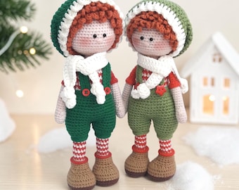 Crochet Amigurumi doll pattern Christmas Elf, Tutorial PDF