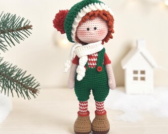 Patron de lutin de Noël au crochet PDF, poupée Amigurumi, Johnny Elf