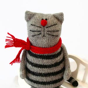 Knitting pattern Cat PDF Knitted animal pattern Stuffed kitty making toy Pablo the Serious Cat