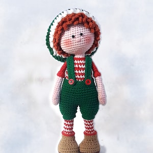 Crochet Amigurumi doll pattern Christmas Elf / Gnome Tutorial PDF for toy making Johnny, the Christmas Elf image 2