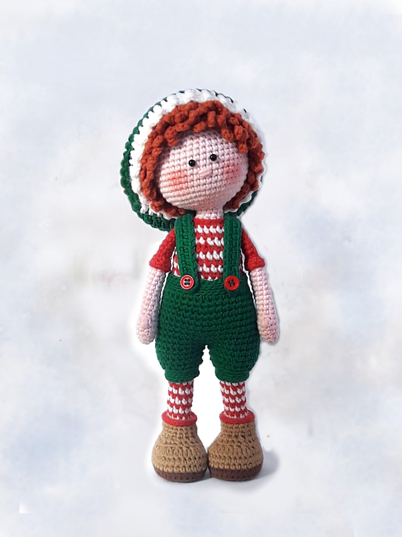 Crochet Amigurumi doll pattern Christmas Elf / Gnome Tutorial PDF for toy making Johnny, the Christmas Elf image 2