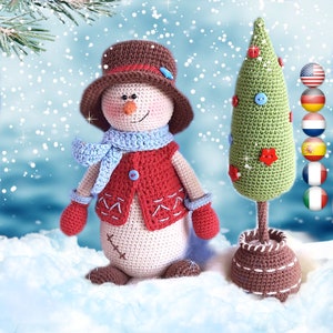 Snowman Amigurumi Crochet patterns doll and Christmas tree DIY housewarming Gift for children Kevin the Snowman