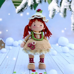 Amigurumi Christmas crochet doll pattern -Tastee the Gingerbread Girl - Christmas Ball Series