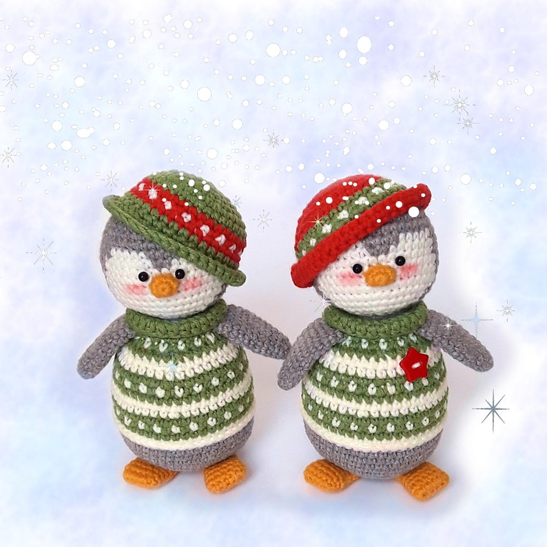 Christmas crochet pattern Amigurumi for decor or children's toy / Perry, The Christmas Penguin and Christmas tree image 3