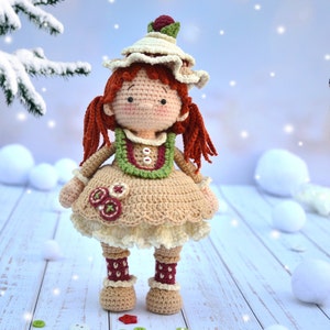 Christmas doll Amigurumi crochet pattern -Tastee the Gingerbread Girl - Christmas Ball Series