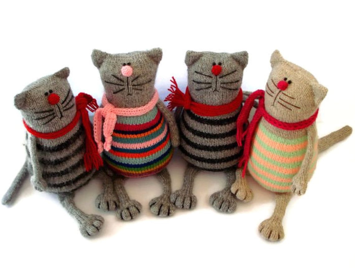 Toy cat knitting pattern PDF Knitted animal pattern Stuffed Etsy