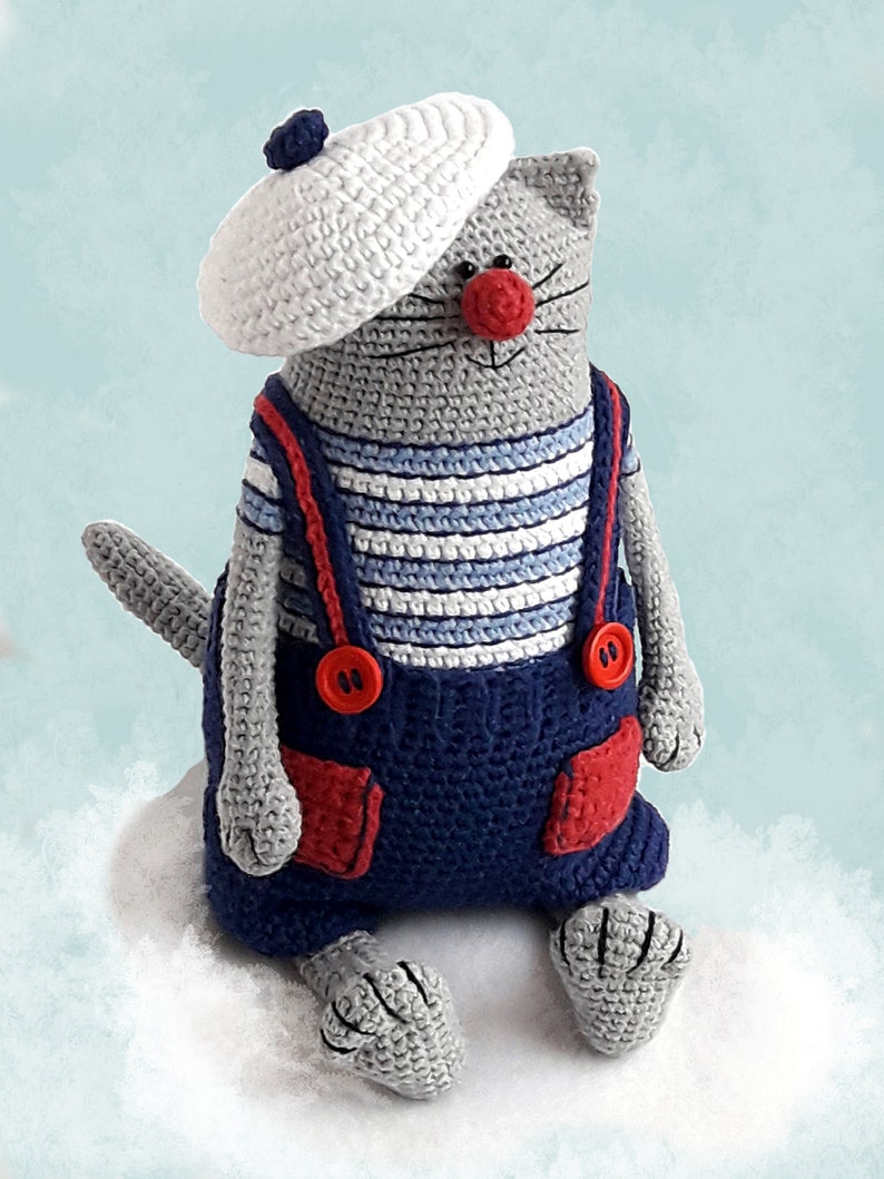 Amigurumi cat pattern Crochet toy kitty making Julius the Happy Chef Cat image 4