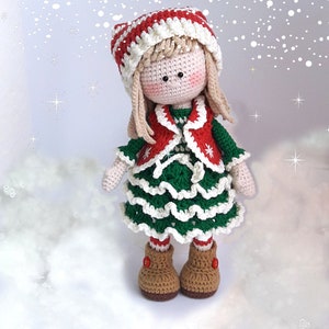 Amigurumi Christmas doll crochet pattern PDF for toy making Jovie, the Christmas Elf image 4