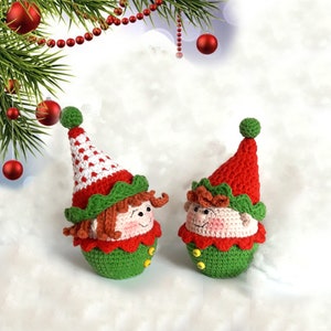 Crochet pattern Amigurumi Snowman Christmas Elf / Gnome Gingerbread Christmas Decorations ornament Set toys cupcakes image 8