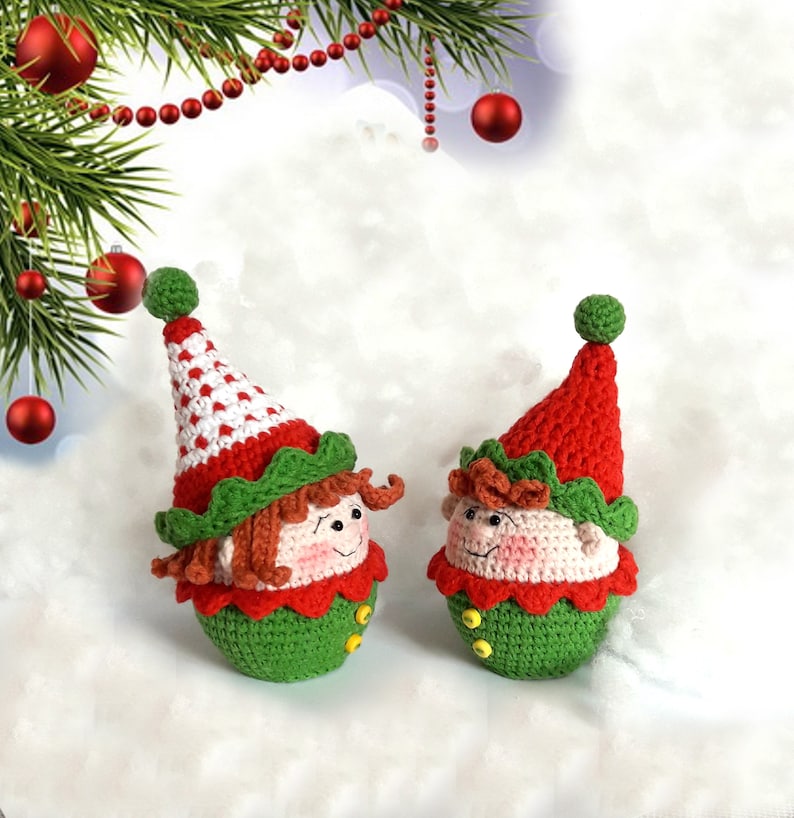 Crochet pattern Amigurumi Snowman Christmas Elf / Gnome Gingerbread Christmas Decorations ornament Set toys cupcakes image 8
