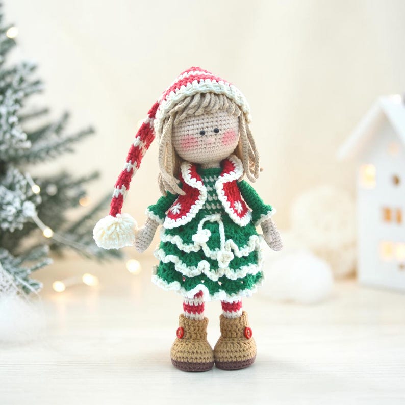 Crochet Christmas Elf Pattern, Amigurumi Doll PDF, Holiday Crochet Toy image 3