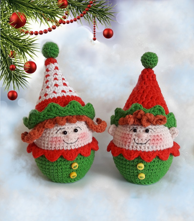 Crochet pattern Amigurumi Snowman Christmas Elf / Gnome Gingerbread Christmas Decorations ornament Set toys cupcakes image 3