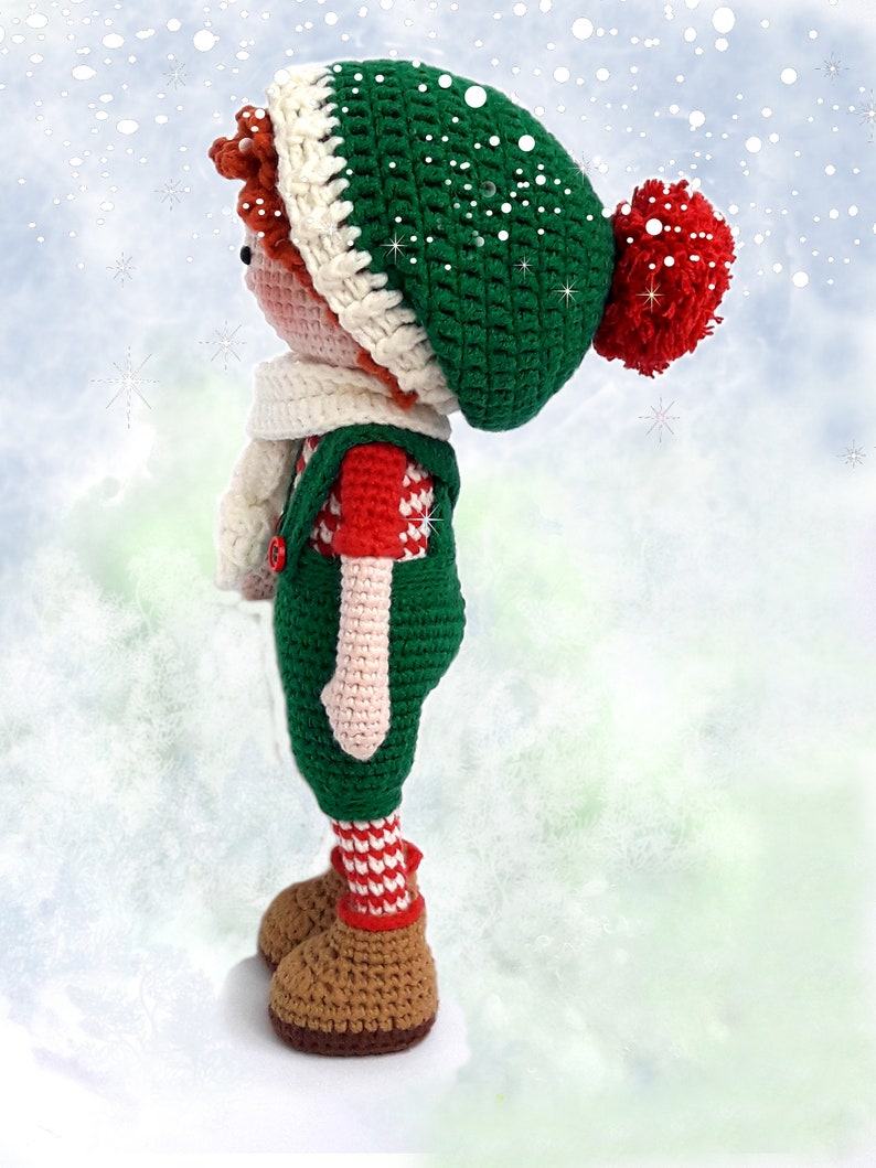 Crochet Amigurumi doll pattern Christmas Elf / Gnome Tutorial PDF for toy making Johnny, the Christmas Elf image 5