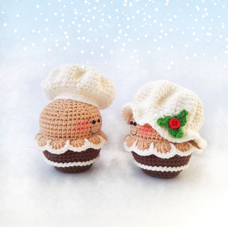 Crochet pattern Amigurumi Snowman Christmas Elf / Gnome Gingerbread Christmas Decorations ornament Set toys cupcakes image 9