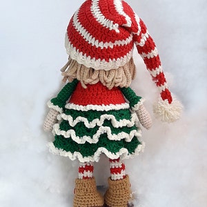 Amigurumi Christmas doll crochet pattern PDF for toy making Jovie, the Christmas Elf image 7