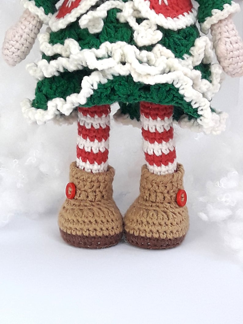 Amigurumi Christmas doll crochet pattern PDF for toy making Jovie, the Christmas Elf image 9