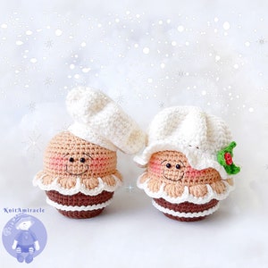 Crochet pattern Amigurumi Snowman Christmas Elf / Gnome Gingerbread Christmas Decorations ornament Set toys cupcakes image 4